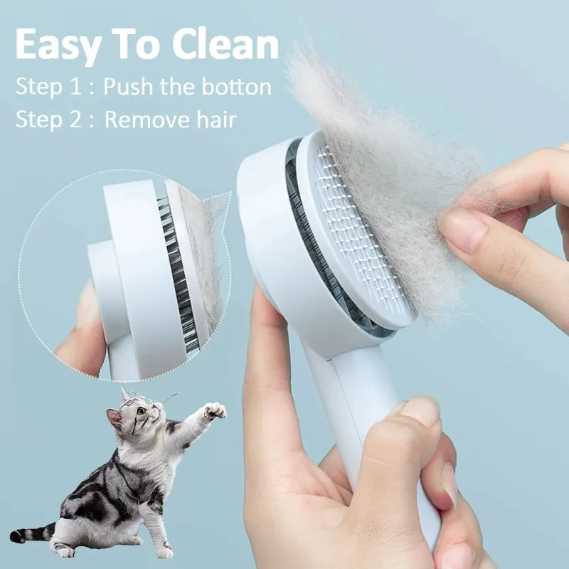 Démonstration : la brosse retire les poils morts d'un chat