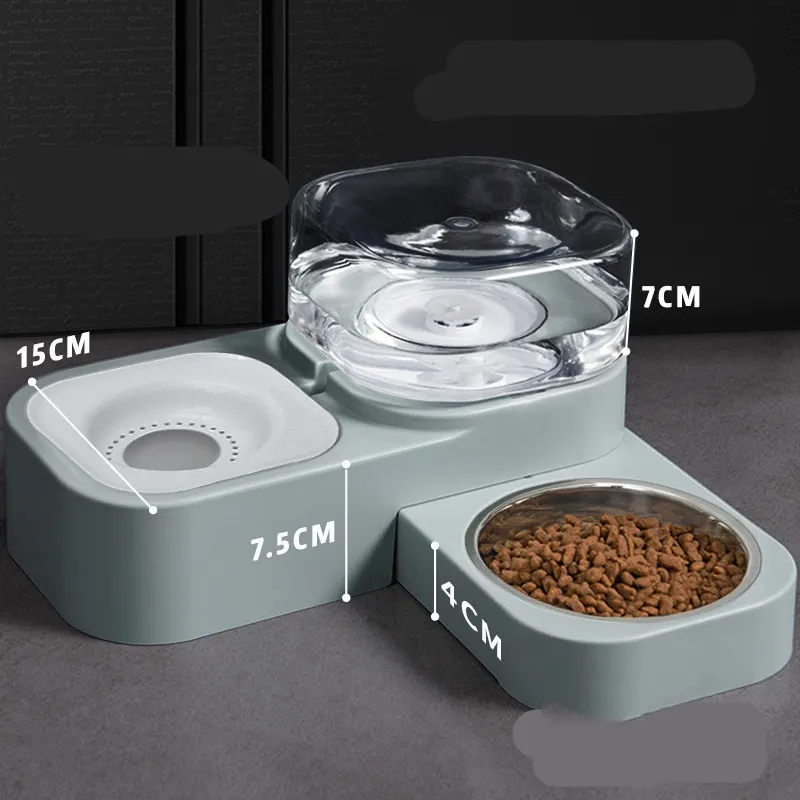 Distributeur d'eau et gamelle surélevés, coloris vert