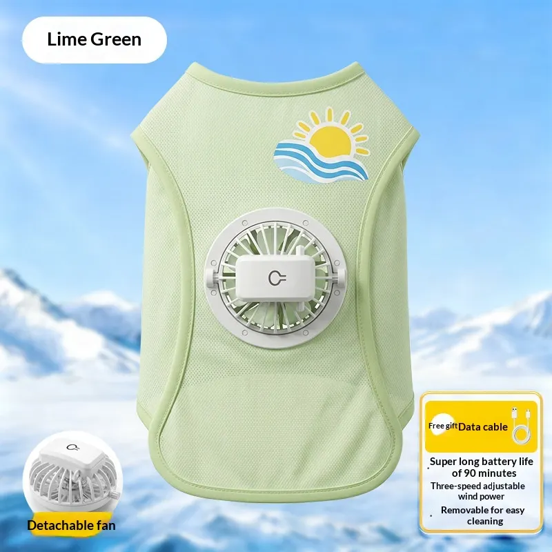 Gilet ventilé coloris vert citron avec ventilateur détachable
