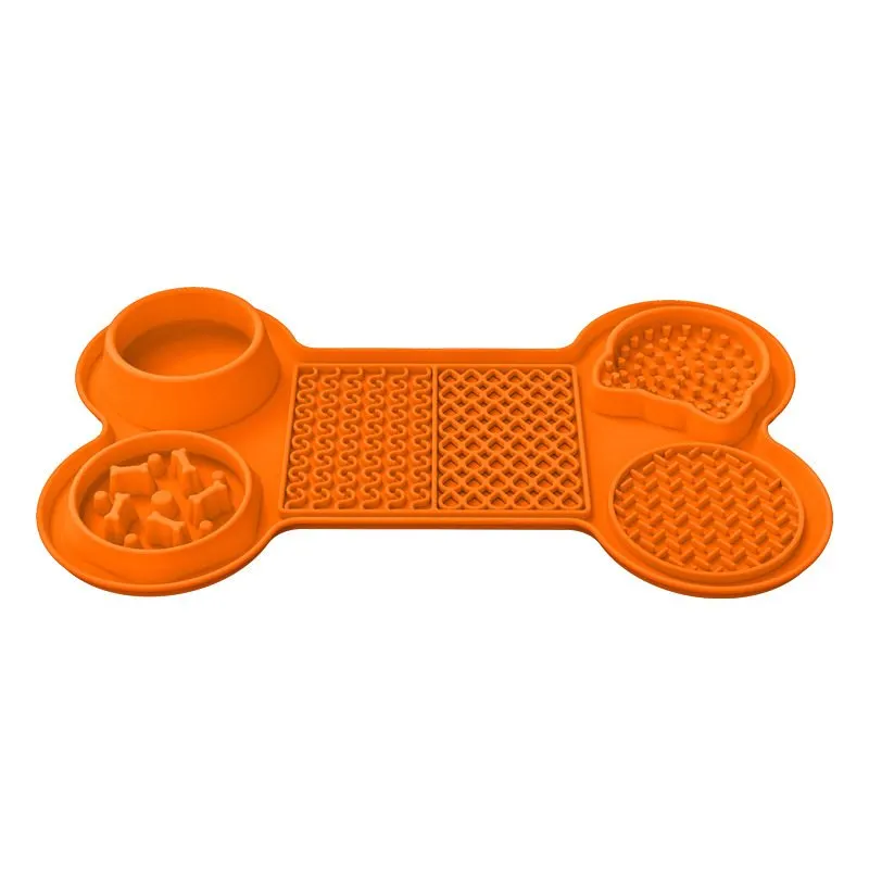 Tapis-gamelle multi-zones : bol anti-glouton et surfaces de léchage